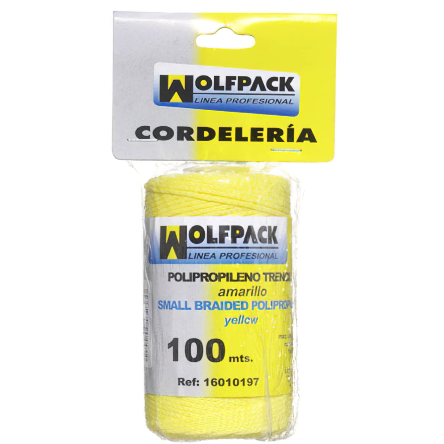 WOLFPACK LINEA PROFESIONAL - Yellow Polypropylene Braided Rope (Coil 100 Meters)