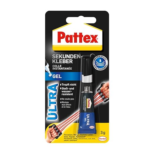Pattex Sekundenkleber Ultra Gel, extra starker & flexibler Superkleber, stoß- & wasserresistentes Sekundenkleber Gel für z. B