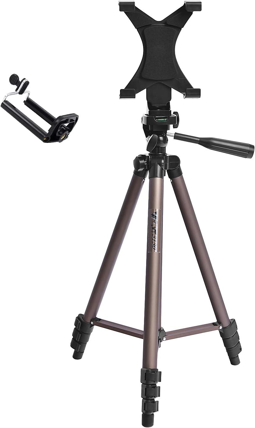 50" Inch Camera Tripod with Universal Tablet Holder Mount Compatible