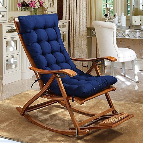 WDZA Outdoor Sun Lounger Cushion Patio Garden Furniture Thick Padded Bed Recliner Relaxer Chair Topper,48x125x8cm,navy blue