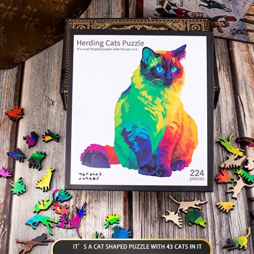 Wooden Puzzles For Adults Large Size Rainbow Cat Unique Shaped Jigsaw Puzzles 224 Pieces Puzzle Game Toys Best Gift For Adult Teens And Family 13 1 X 11 4 Inches Pricepulse