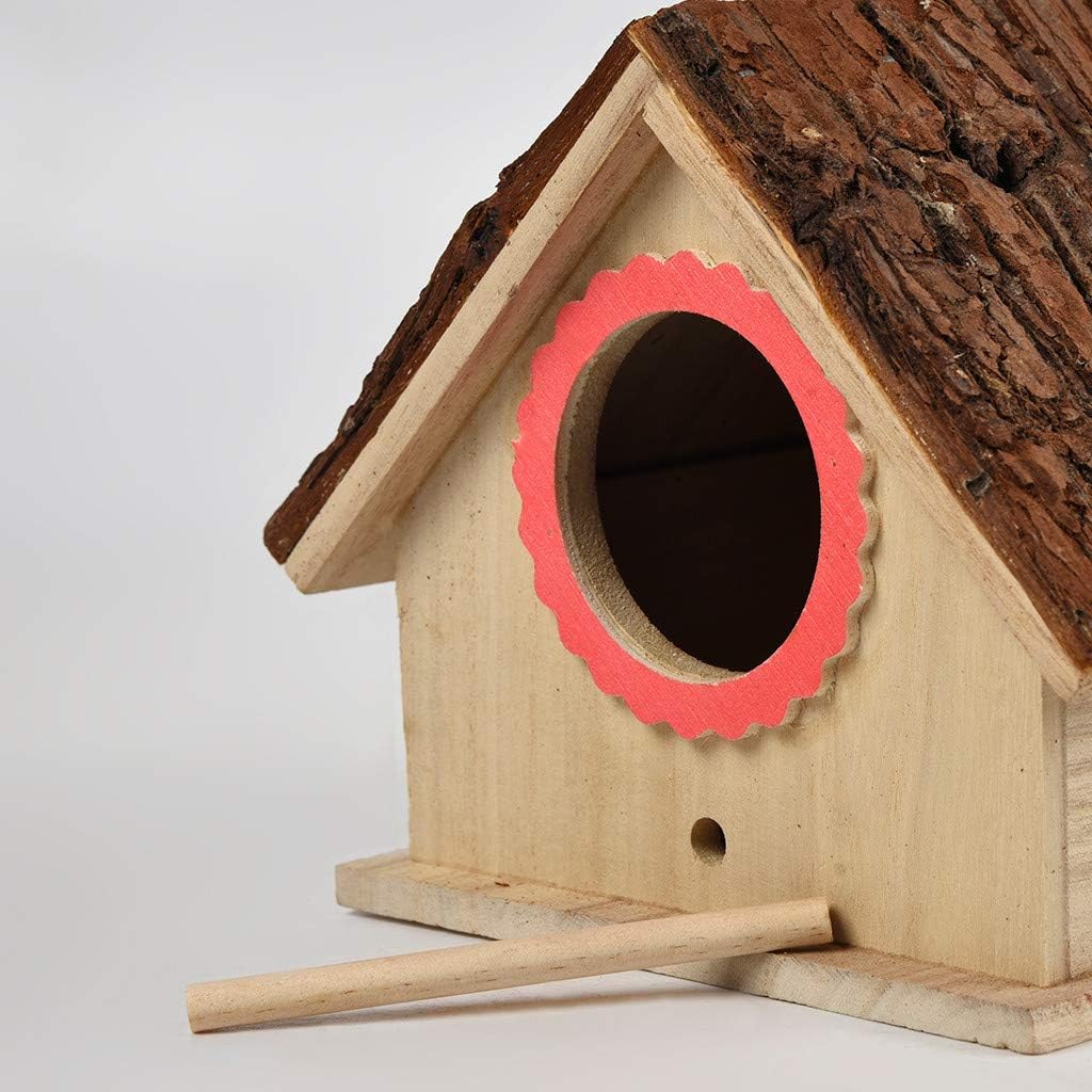 kathson Wooden Bird House Hanging Hummingbird Nest Natural Cedar Outside Garden Patio Decorative for Dove Finch Wren Robin Sparrow Hummingbird : Garden & Outdoor