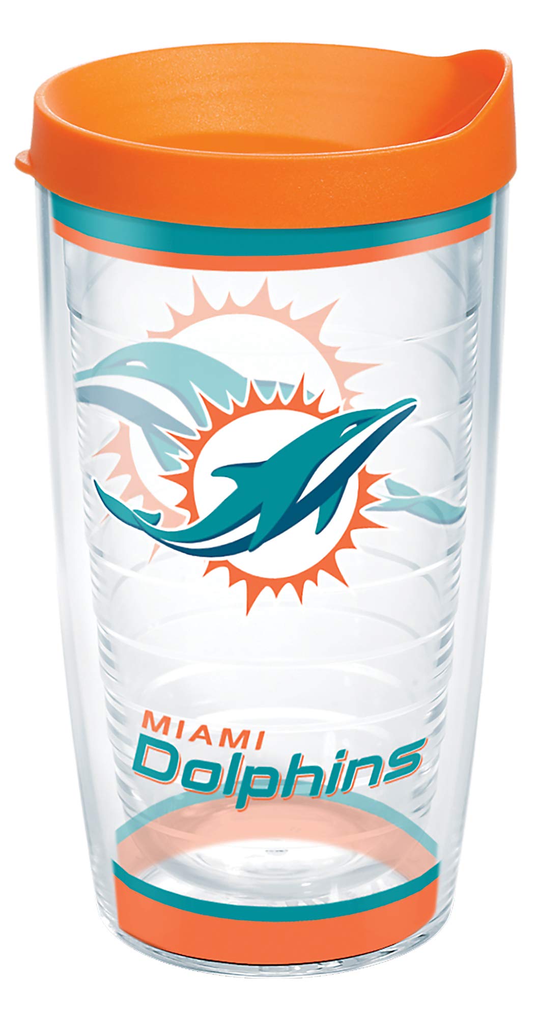 Tervis NFL Miami Dolphins Tradition Made in USA Double Walled Insulated Tumbler Travel Cup Keeps Drinks Cold & Hot, 16oz, Classic