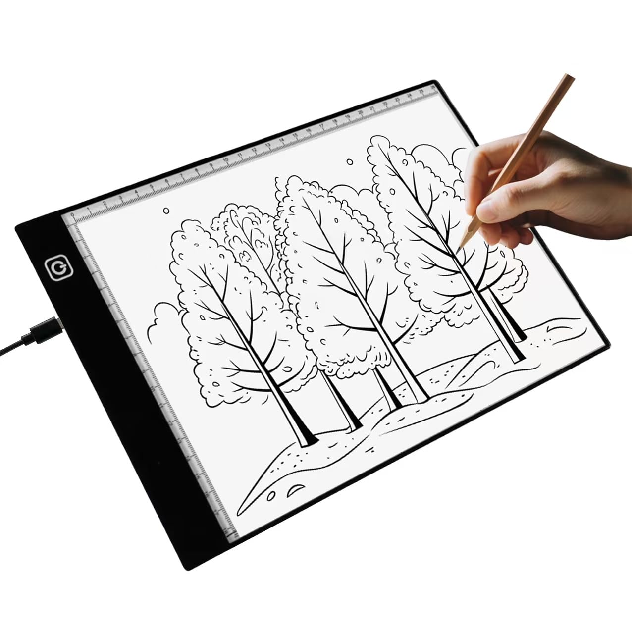 Photo 1 of A4 LED Light Box for Tracing and Drawing - Ultra Thin Adjustable Light Table, USB Trace Light UP Pad Screen, Small Copy Board Tracer for Kids Artists, Sketching, Stenciling, and Art Crafting.