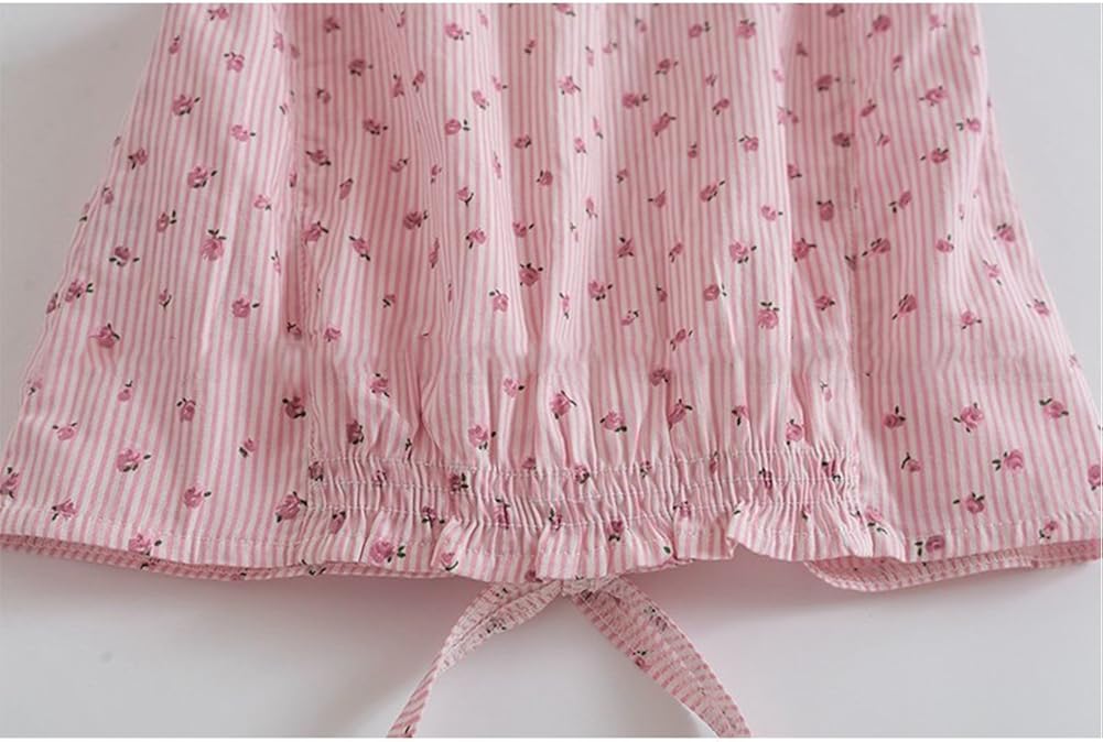 Verypoppa Kids Girls Summer Blouse Floral Print Fly Sleeve Button Up Tie Shirt Top: Clothing