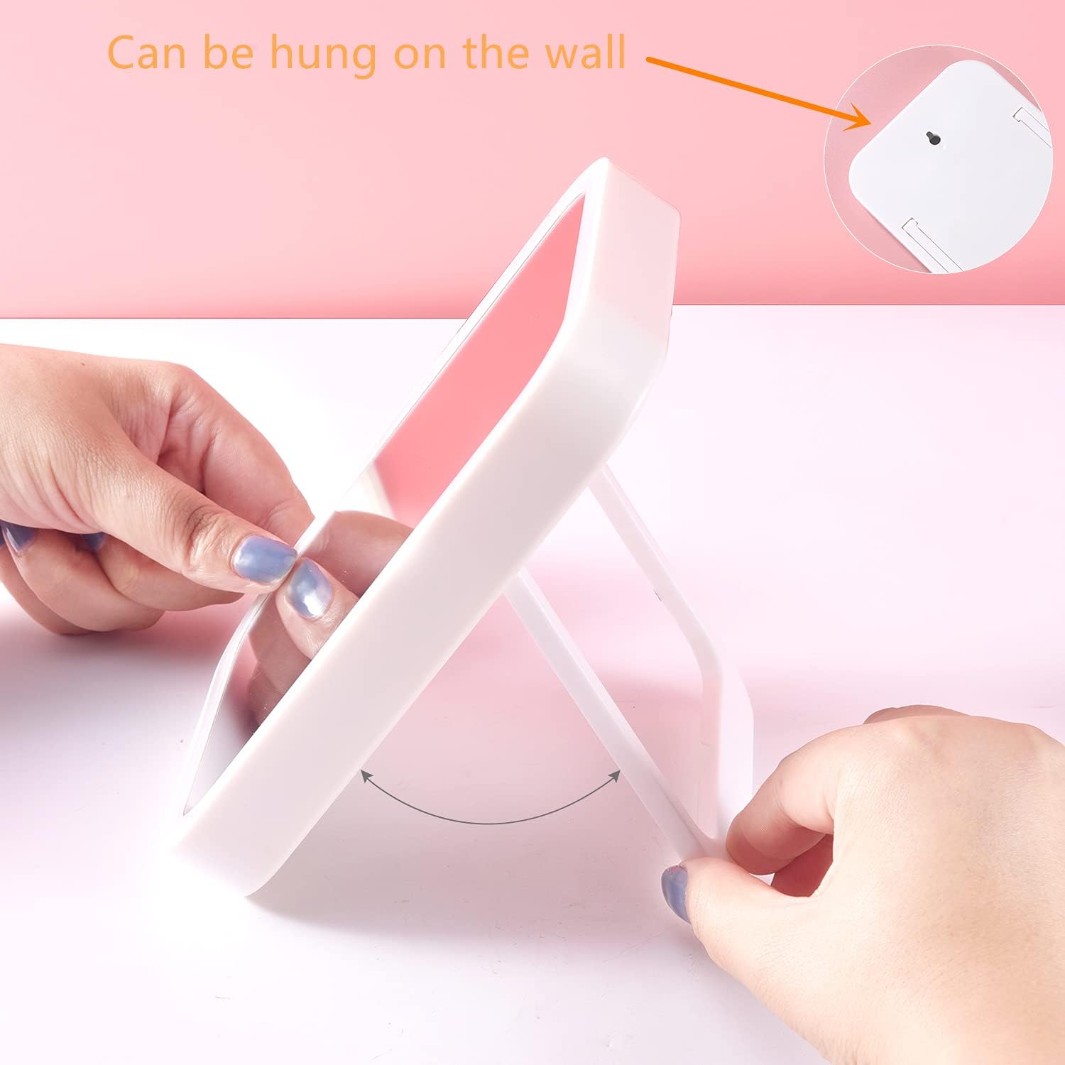 Bird&Fish Vanity Mirror with Lights Makeup Mirror Lighted LED Desk Mirror Touch Control 3 Color Lighting Modes Portable Cosmetic Travel Mirror Tabletop Make Up Mirror USB Rechargeable (White): Kitchen & Dining
