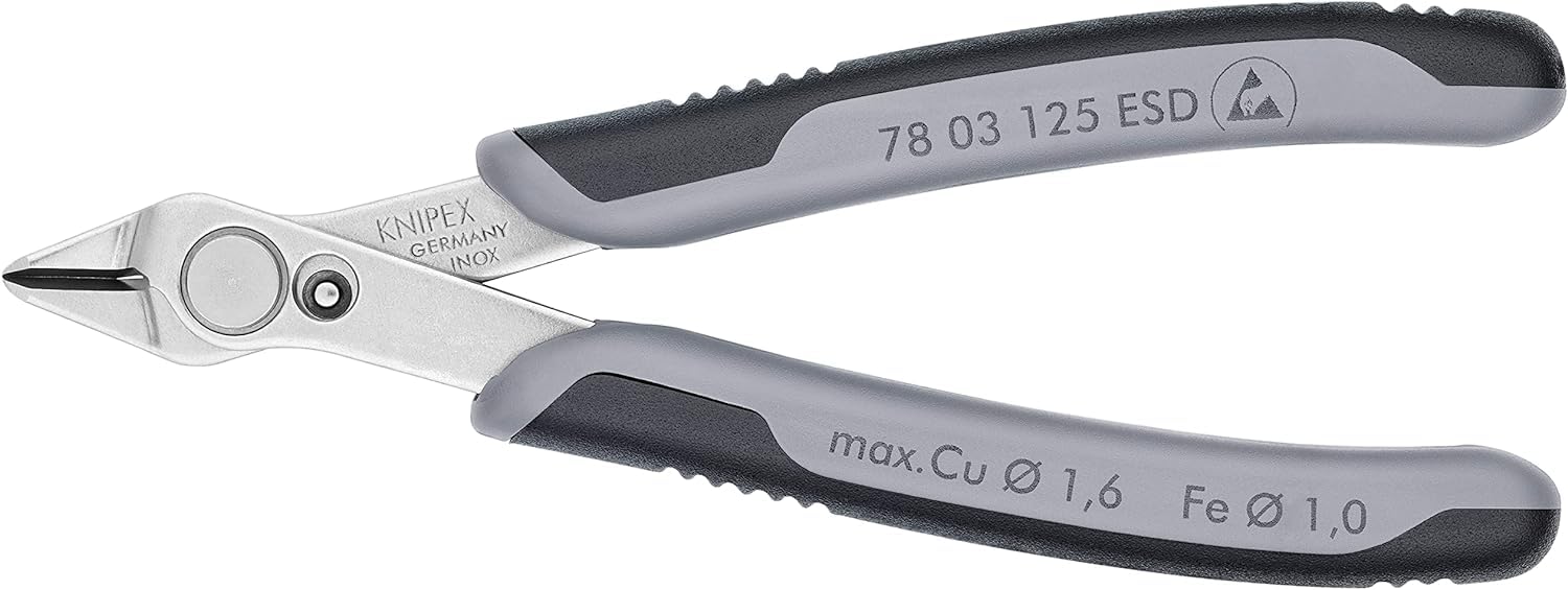KNIPEX Elektronski Super Knips ESD Self-Service Card with Multi-Component Handles 125 mm, 78 03 125 ESD SB