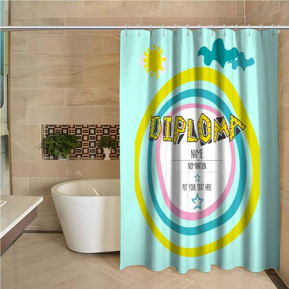 Cartoon Printed Polyester Fabric Shower Curtain Text Graphics Space Technology Geometry Letter Planet Bathroom Curtain 94"x72"