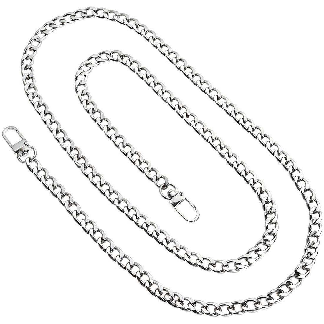 Voarge 120 cm Adjustable Chain Shoulder Strap Metal Shoulder Strap for Women Handbags DIY Handbags Shoulder Bag (Silver)