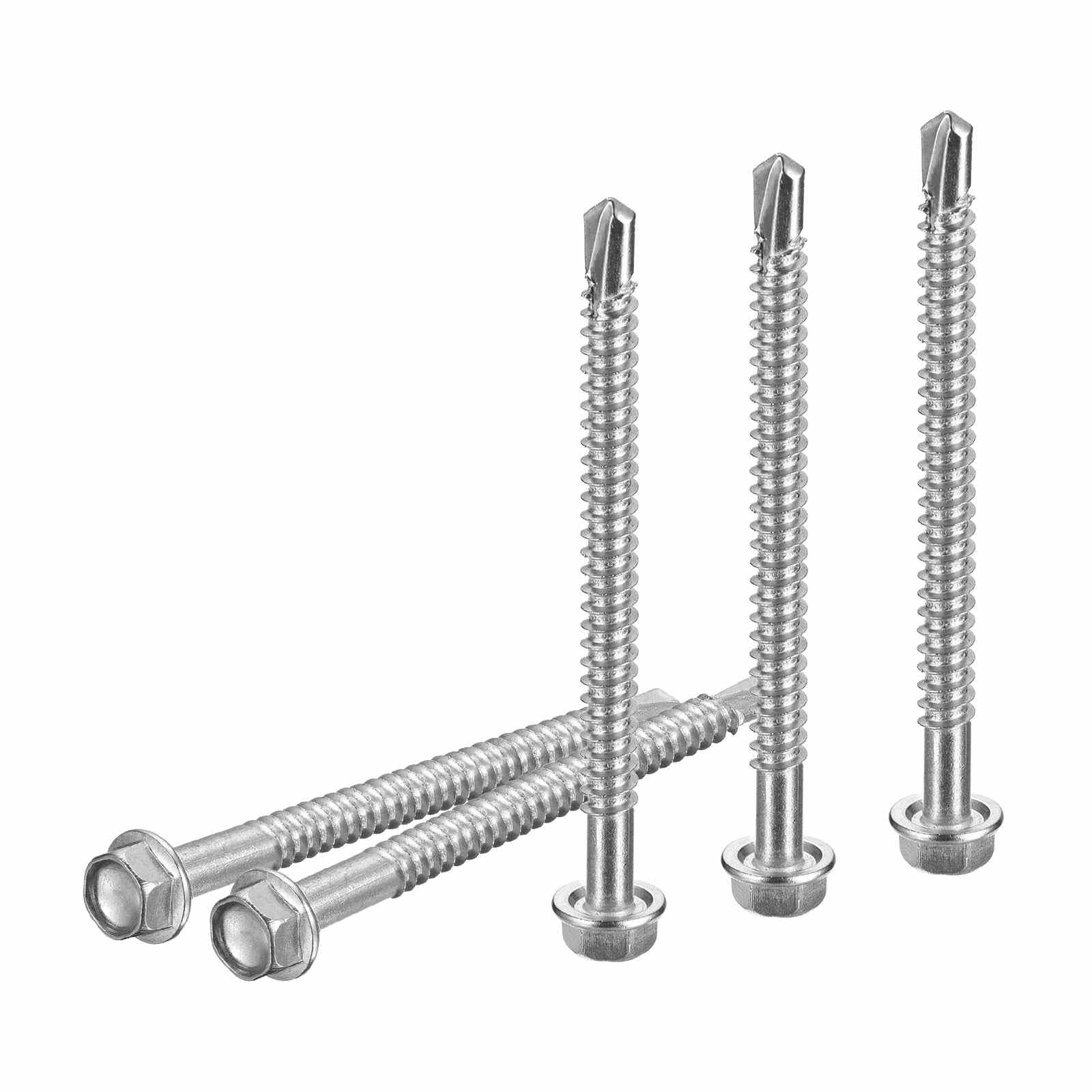 DTGN #12x2-3/4" Hex Washer Head Self Drilling Screws - 30Pack - Good for Machine - 410 Stainless Steel - Self Tapping Sheet Metal Screws