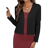 Zeagoo Women's Lightweight Summer Cardigan Cropped Long Sleeve Shrug Thin Open Front Sheer Bolero for Dresses