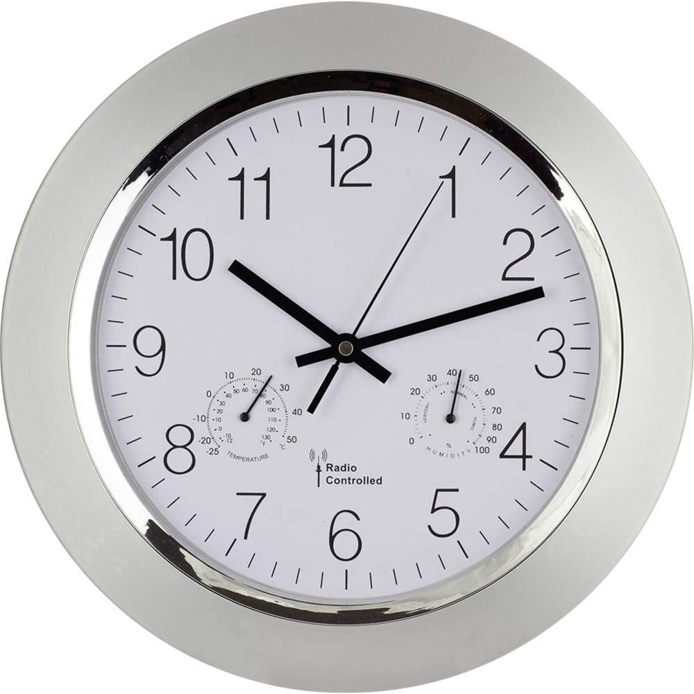 Eurotime 56004 Radio Wall Clock 34 cm x 5 cm Silver