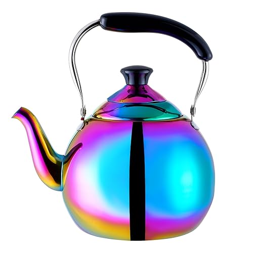 Moxinox Colorful Tea Kettle, 2.1 Quart Whistling Tea Kettle, Tea Pots for Stove Top Food Grade Stainless Steel with Plastic Handle