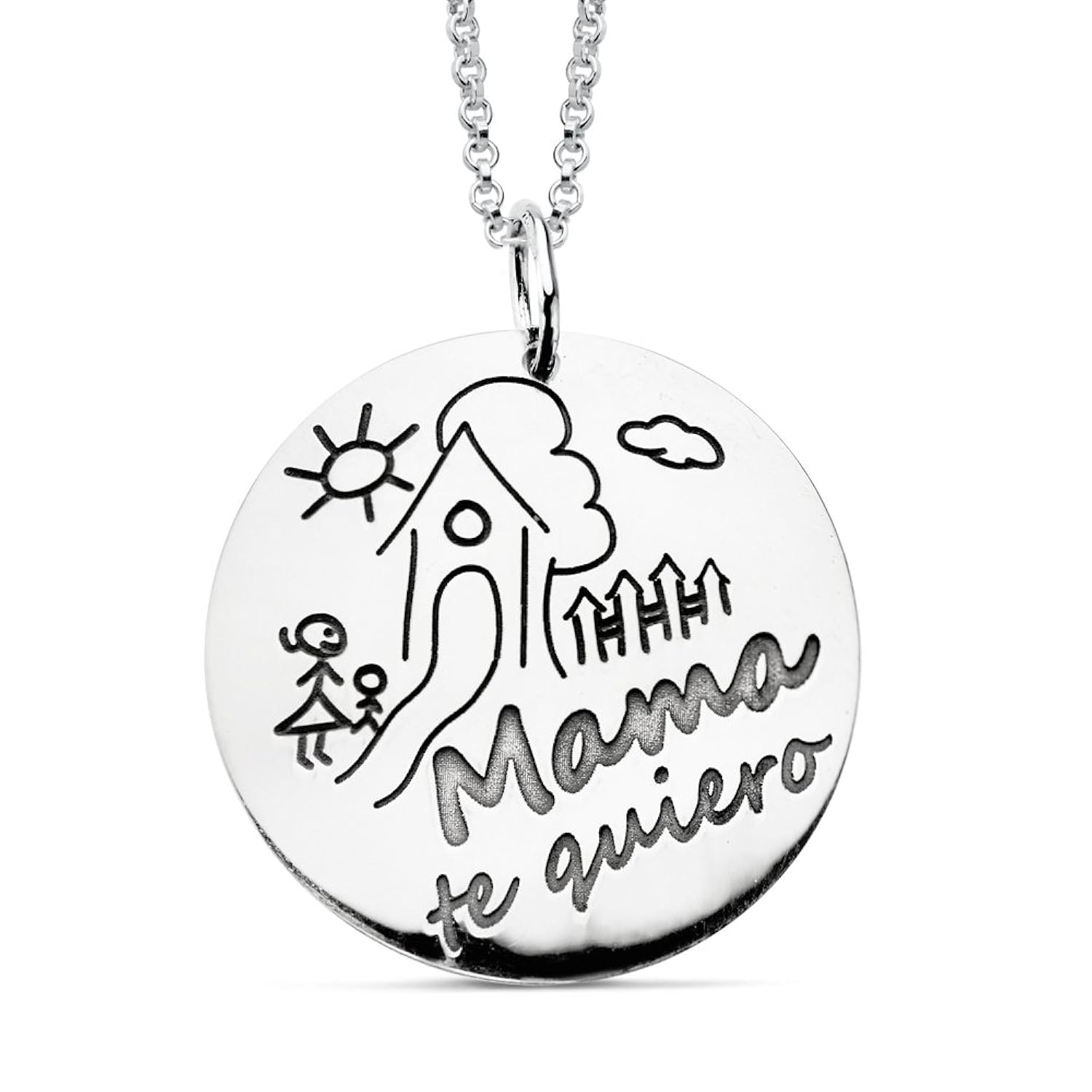 Iyé Biyé Jewels Collar mujer plata de ley redondo mamá te quiero