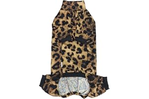 KITIPCOO Sphynx Hairless Cat Four Leg Breathable Summer Spandex Pajamas Elastic Pet Clothes Cat Surgery Recovery Suit Vest Kitten T-Shirts Cats & Small Dogs Apparel (Leopard, M (5.5-7 lbs))