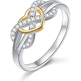 JZMSJF S925 Sterling Silver Infinity Heart Ring Love Knot Heart Promise Jewelry Gifts for Women