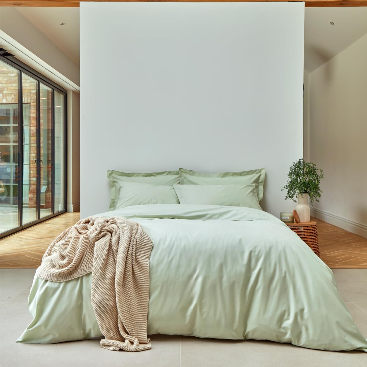 Christy 200TC Organic Double Duvet Cover Set | Sage Green | 100% Certified Organic Cotton Bedding | Super Soft and Smooth Bed Linen