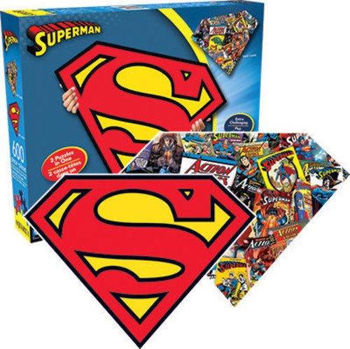 Aquarius Superman Logo 600 Piece 2 Sided Diecut Shaped Jigsaw Puzzle Pricepulse