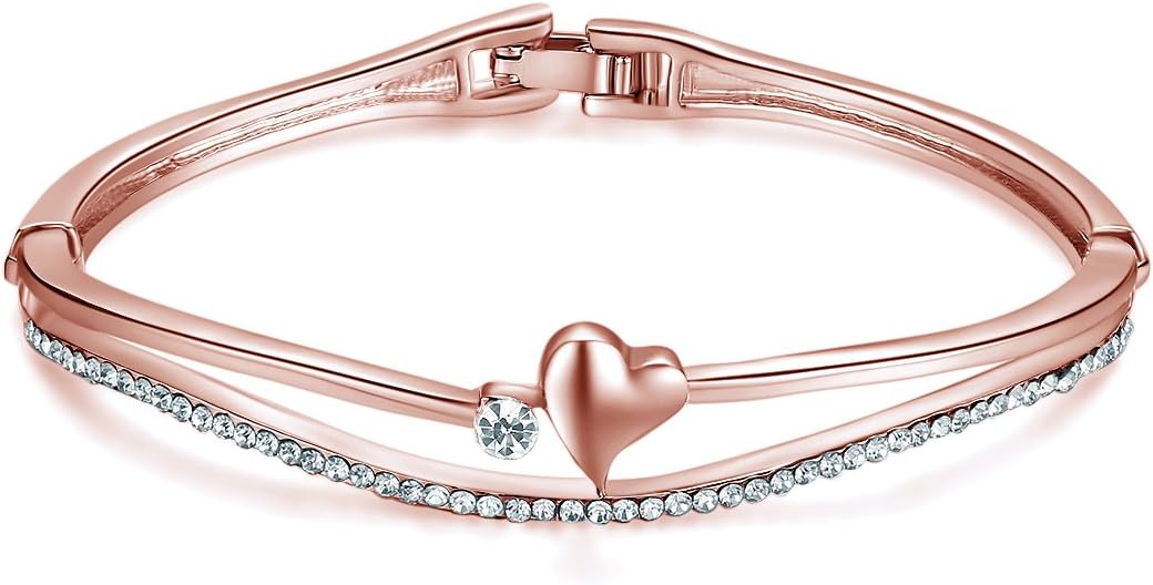 Jewels Galaxy Limited Luxuria Edition Delicate Love Heart Inspired Splendid Rosegold Bracelet for Women/Girls