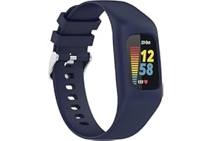 Juaupepo Silicone Sport Band Compatible with Fitbit Charge 6/Charge 5 Band with Case for Soft Silicone Strap with Shatter-Resistant Protective for Charge 5/Charge 4/3 Advanced Fitness Tracker