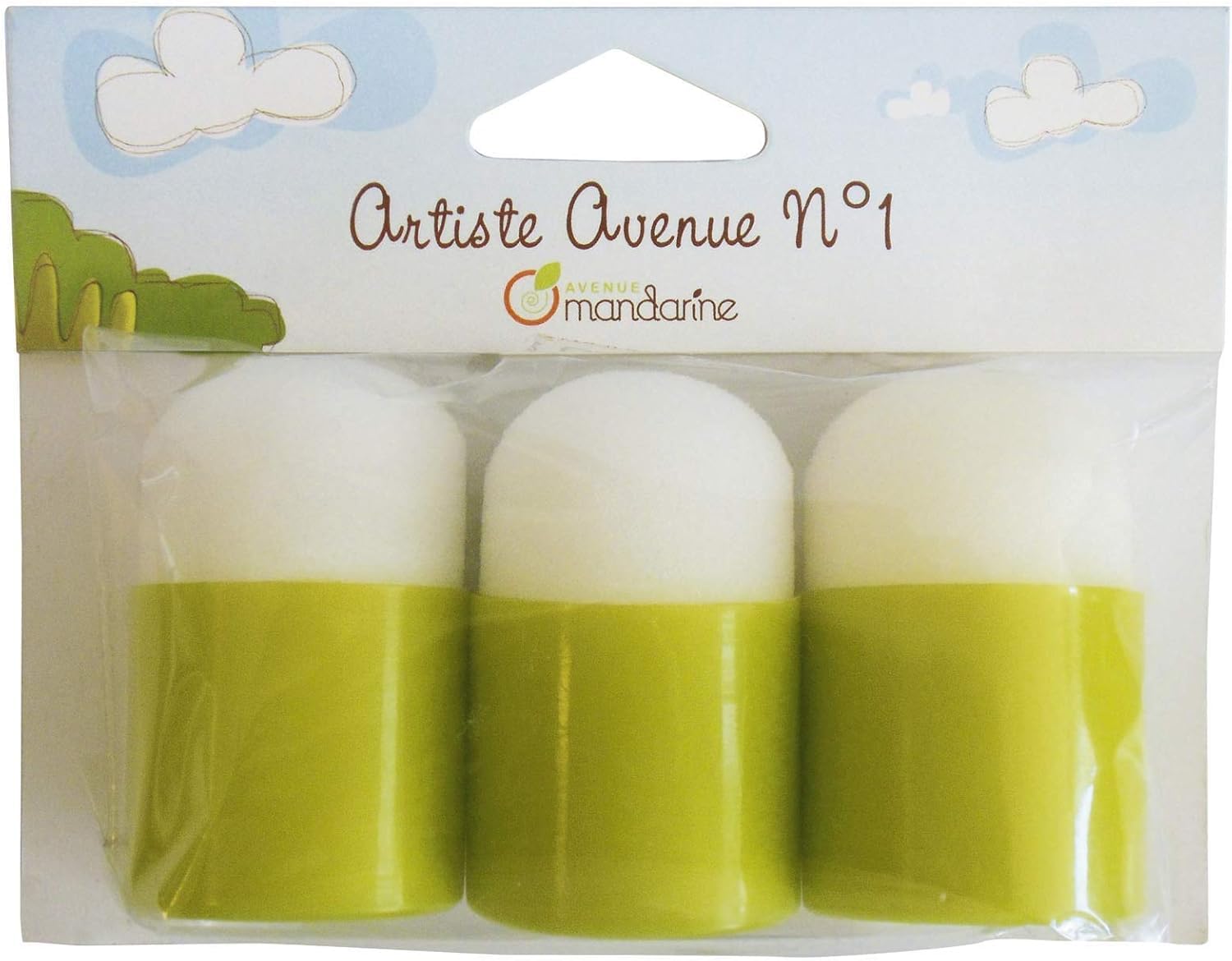 Avenue Mandarine - Ref 42461MD - Set of 3 Stencil Sponge Brushes - Suitable for Small Hands, Perfect for Use With Avenue Mandarine Stencils, Suitable for Ages 3+