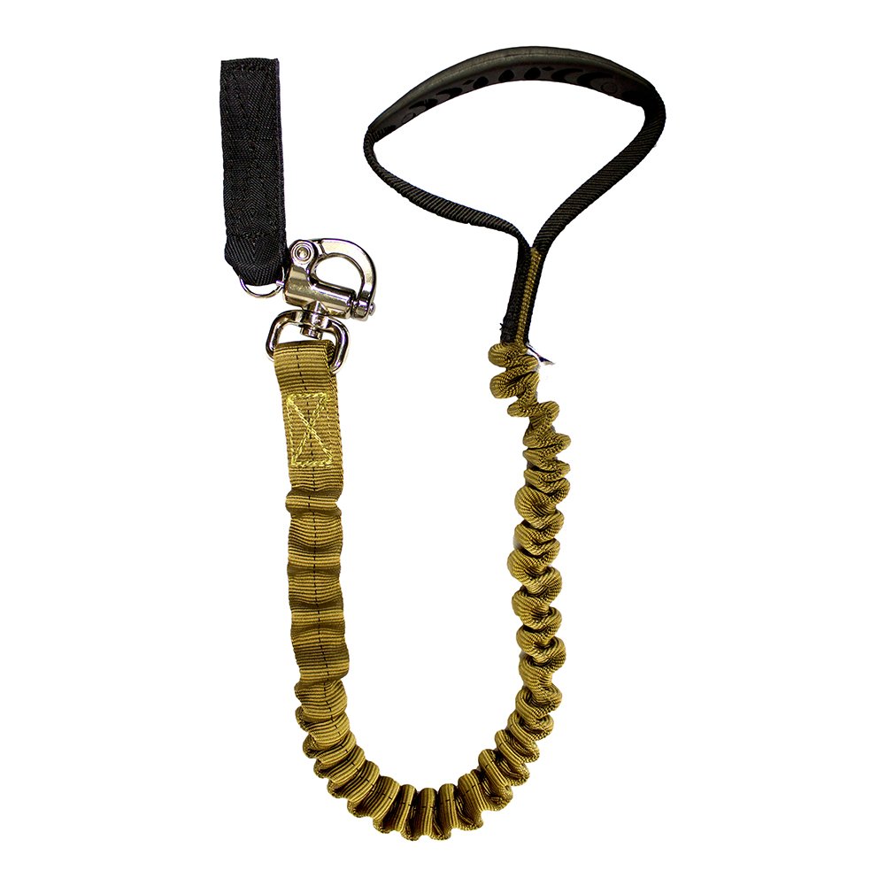 Fusion Pets 12ft 144"x1" Internal Elastic Bungee Military Tactical Police K9 5000lbs Rated Hunting Guard Dog Rubber Handle Leash Canine Coyote Brown