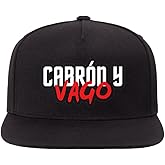 Cabron Y Vago Snapback Flat Bill Hat Black