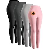 ATTIQOZI 4 Pack Women's Fleece Lined Leggings, High Waisted Thermal Leggings for Women Winter Warm Workout Yoga Pants