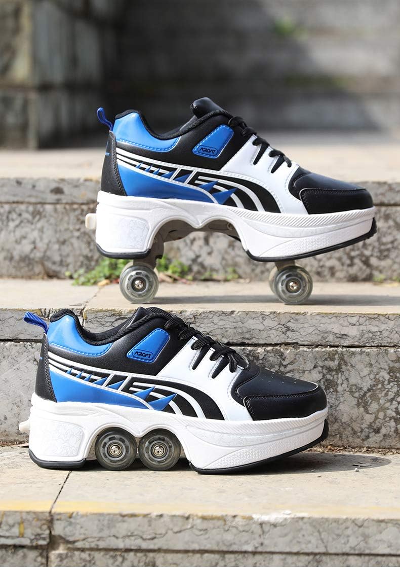 sanheng fire Deformation Parkour Shoes Four Rounds of Running Shoes Roller Skates : Sports & Outdoors