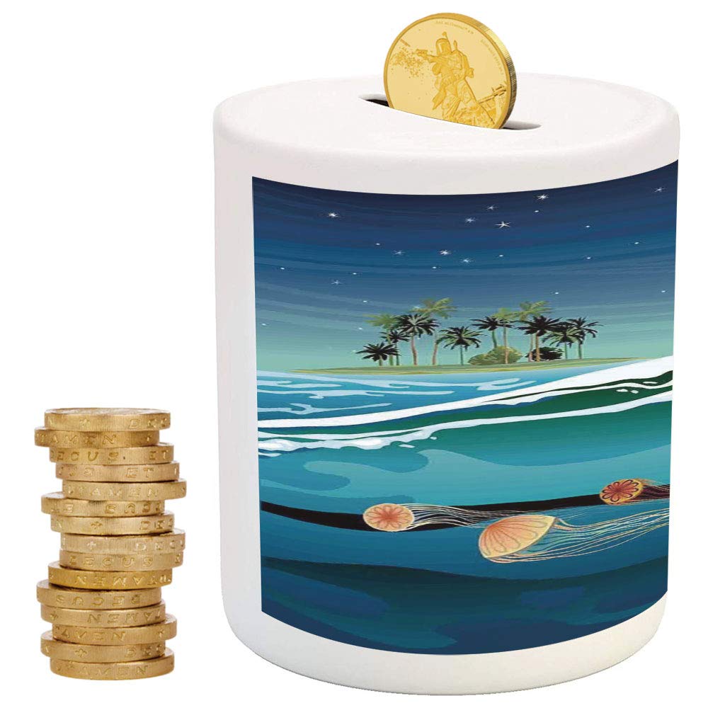 最終値下げ 貯金箱 B07hwzdptv マルチカラー 大人 クラゲの装飾 Piggy セラミック製子供用貯金箱 By ワイルドディープアンダースワールド シンプル Bank 7922 Multi 02 W パーティー装飾 抽象イラスト Iprint 3 6 アーティスティック 誕生日プレゼント 子供 クラゲ