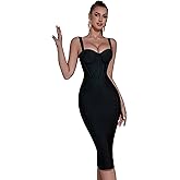 ADYCE Bandage Womens Formal Dress Spaghetti Strap Bodycon Prom Dress Celebrity Sexy Sleeveless Midi Evening Club Party Wear