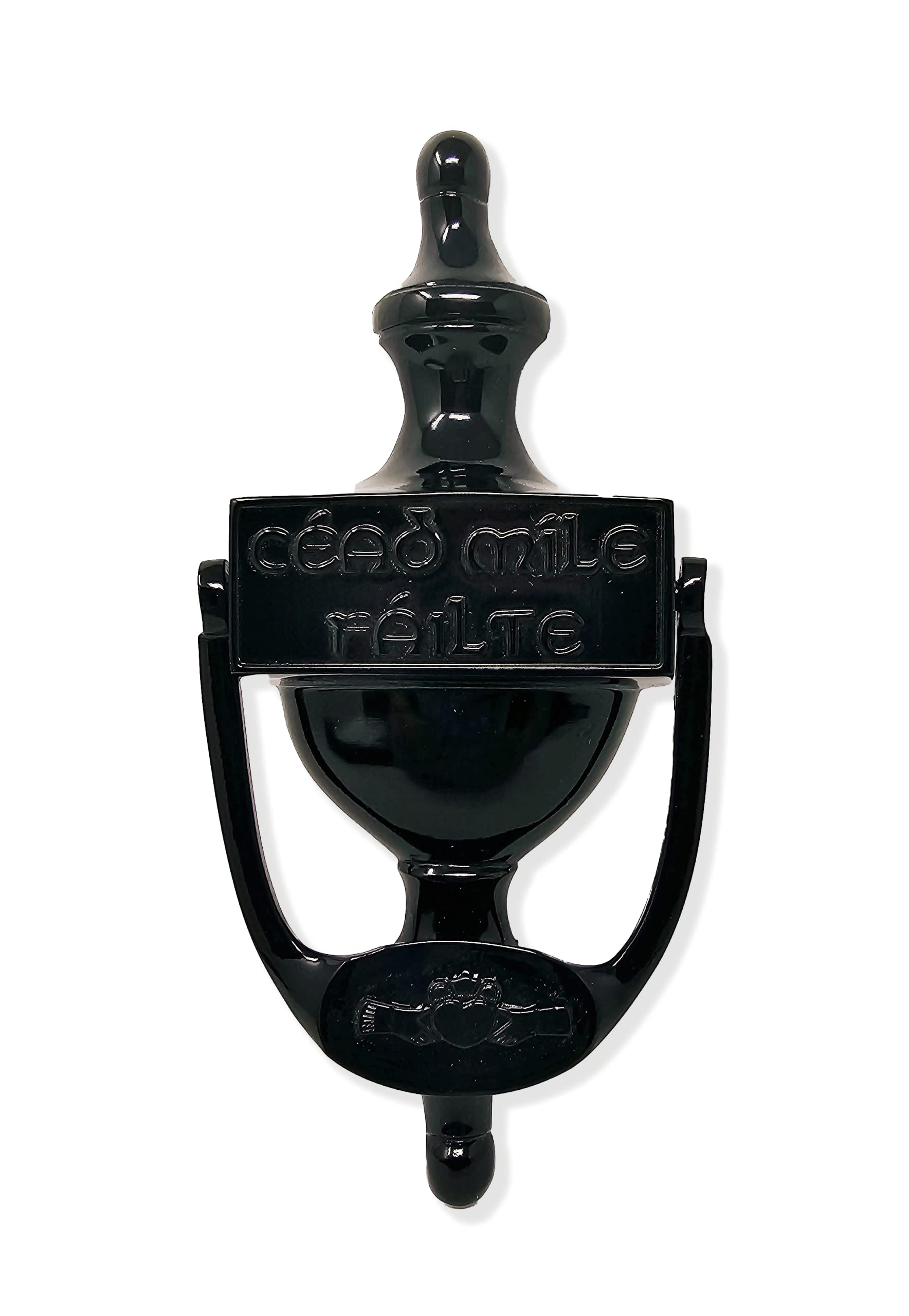 Exclusively Irish Claddagh Door Knocker for Front Door Cead Mile Failte Brass Knocker 8" Welcome Gift Ireland Home Décor (Black Brass)
