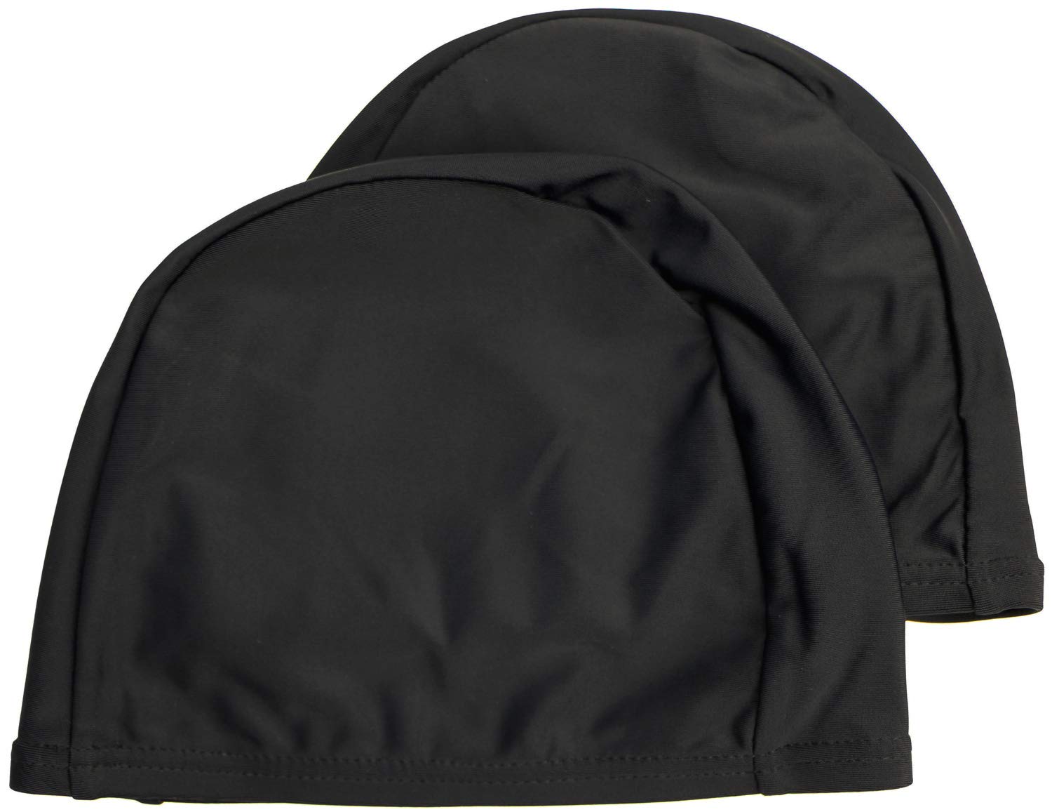 Easyglide 2 Pack Deluxe Spandex Swimming caps for Lycra Fabric Adult Junior childen Swim hat (Black, Adult)