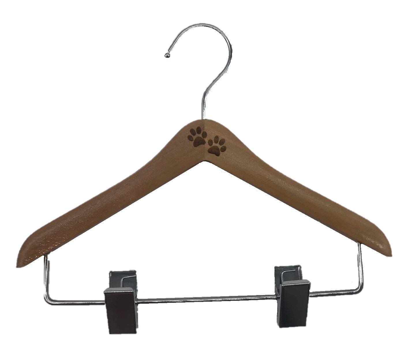 Wooden Pet Hanger with Clips, 8", Natural Finish Engraved