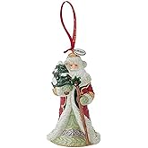 Fitz and Floyd Woodland Holiday Santa Claus St.Nick Holding Tree Figurine Christmas Tree Collectible Bell Ornament, Dated 2025, 6 inches