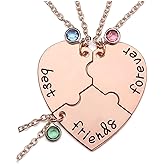 Top Plaza Best Friends Forever and Ever Necklaces for 3 BFF Heart Puzzle Matching Alloy Pendant Necklaces Set Friendship Jewelry for Sisters