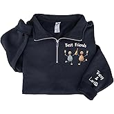 Personalized Best Friends Quarter Zip Sweatshirt, Custom Bestie Pullover with Names