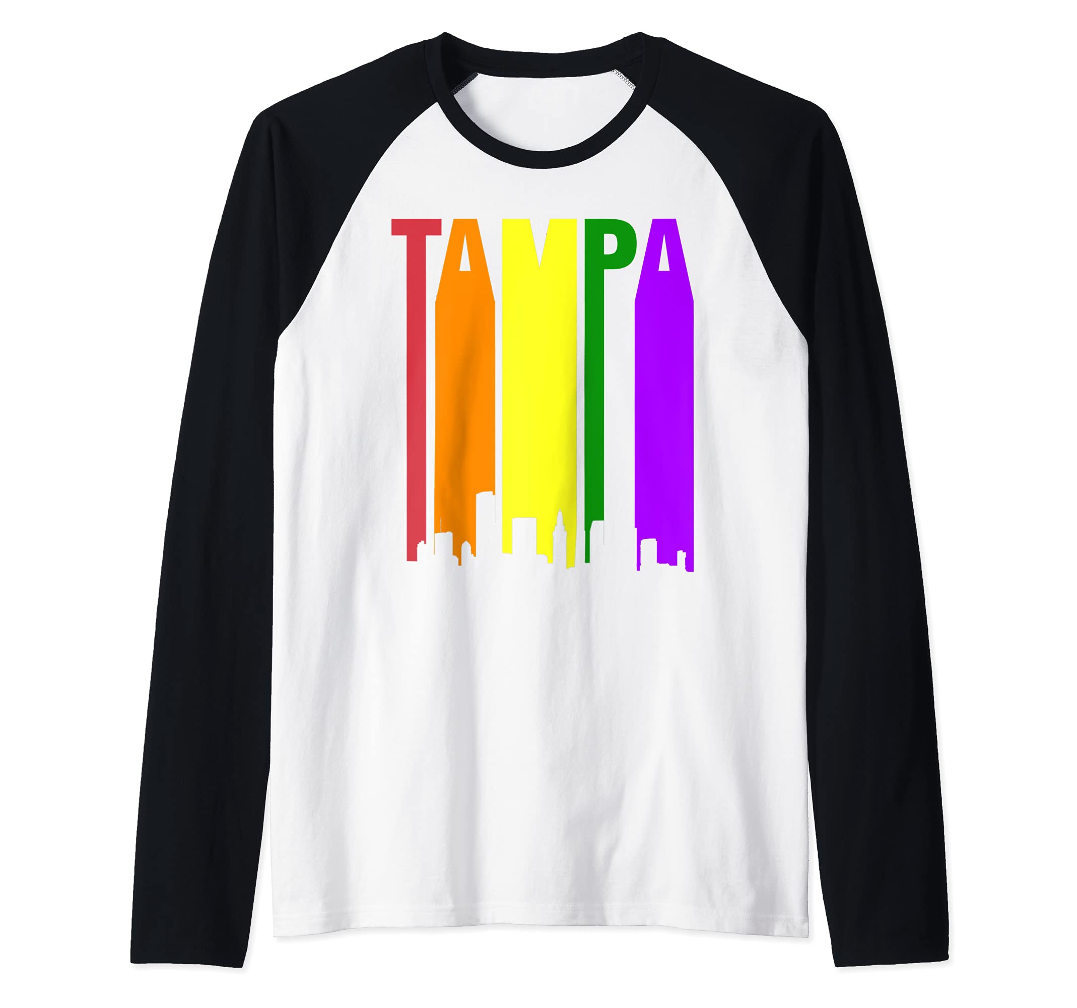 Tampa Florida Gay Pride Rainbow Raglan Baseball Tee