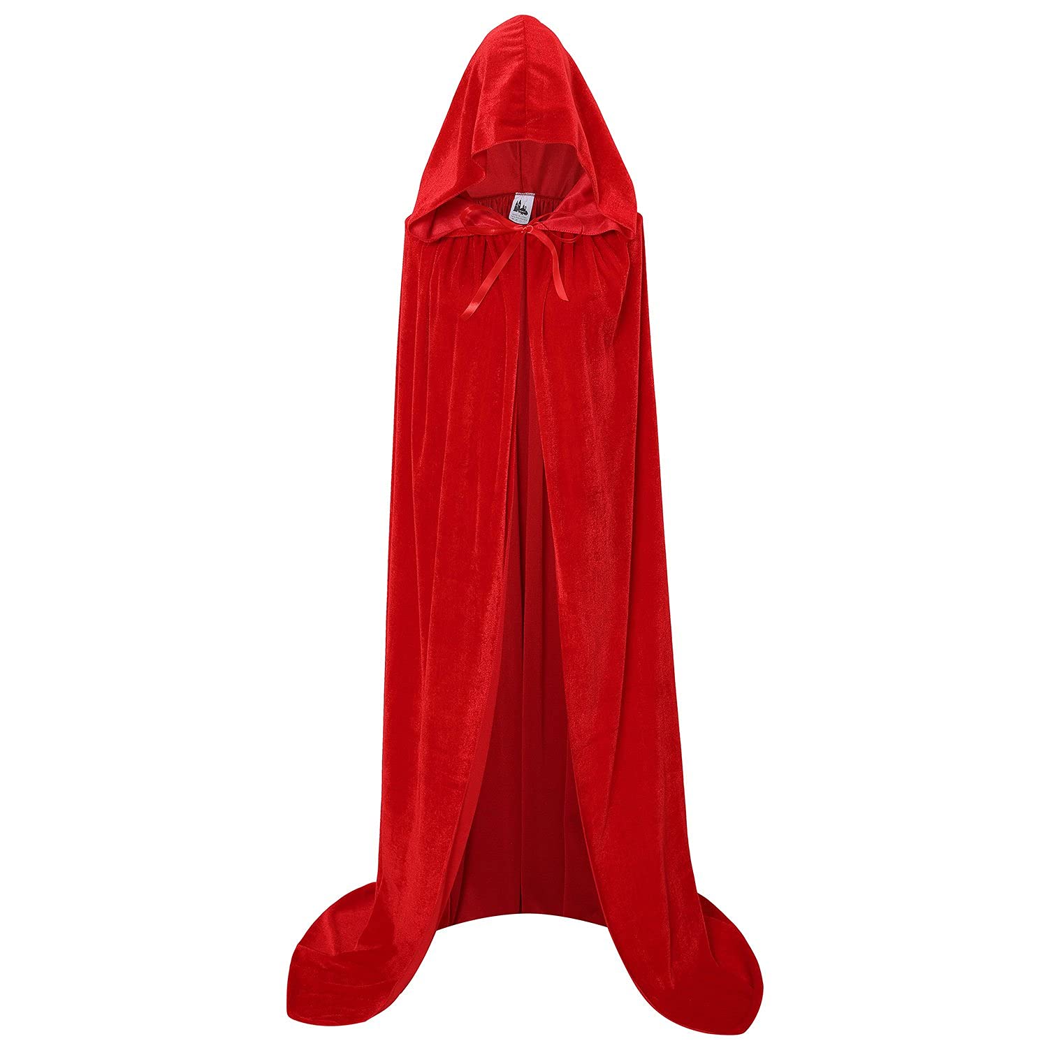 Makroyl Unisex Hooded Cloak Long Velvet Cape For Halloween Christmas Cosplay Costume (Red, L)