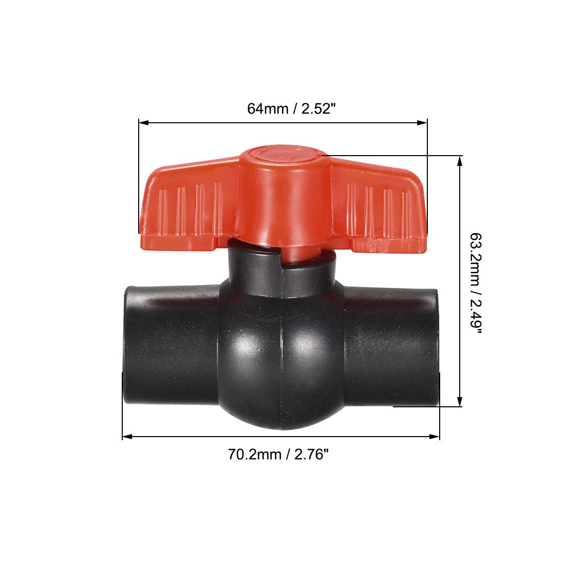 sourcing map Ball Valve, 1/2" Slip PE Socket End Valve T-Handle Water Shut-Off Valve for Irrigation and Water Treatment Black Red 5Pcs - Image 3