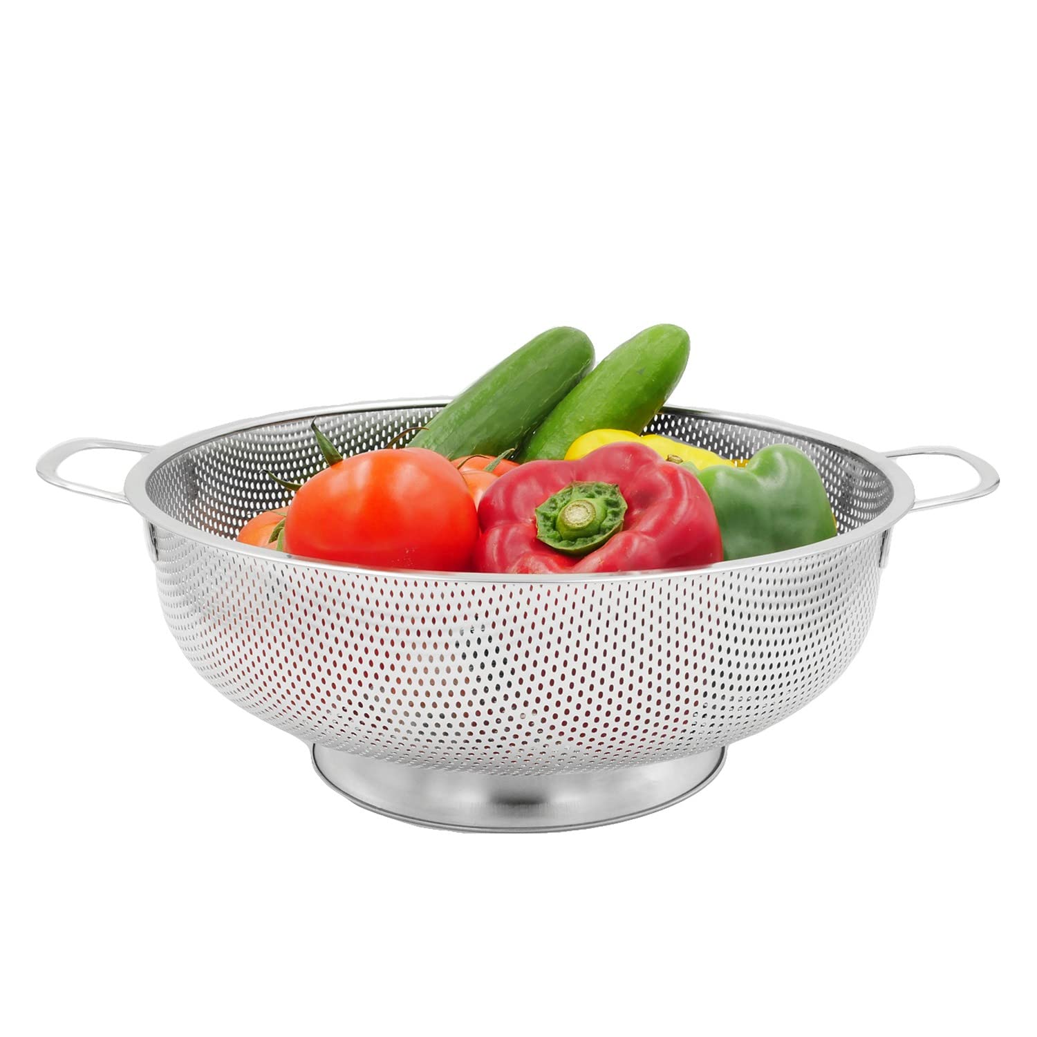 Intirilife Stainless Steel Colander Sieve with Two Handles - Kitchen Helper