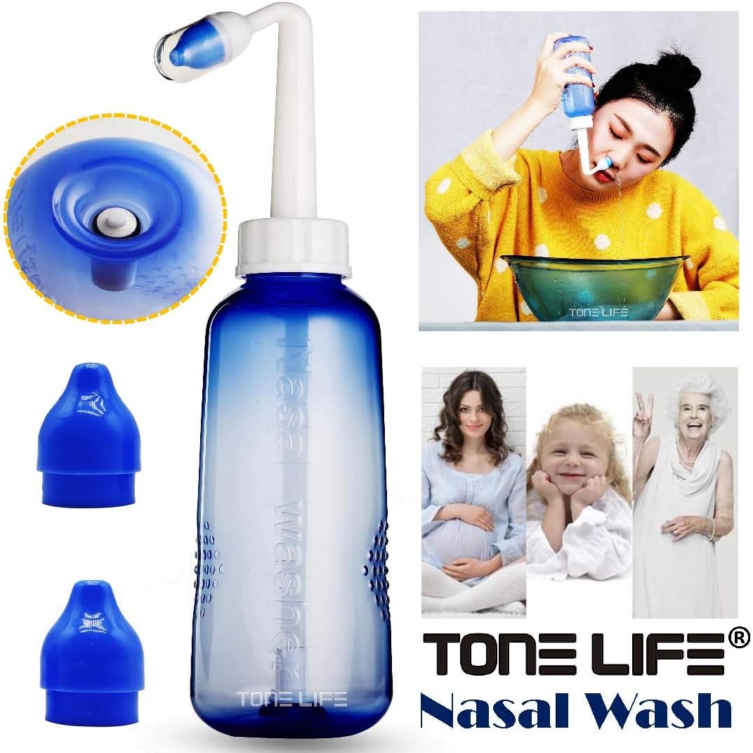 Waterpulse Adult Child Sinus Rinse Nose Wash Bottle Nasal Cleaner 18oz 500ml Clean Irrigator Allergies Relief Pressure Rinse Neti Pot (Waterpulse-500ml)