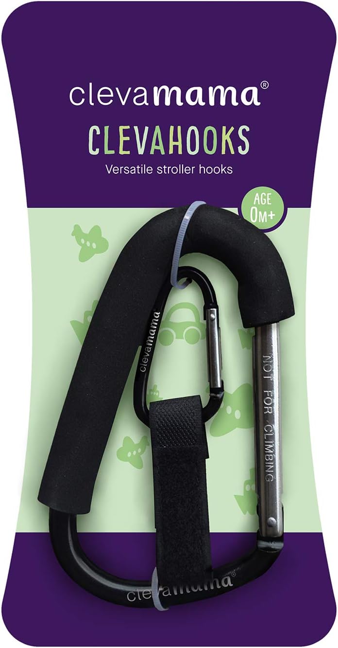 ClevaMama ClevaHooks Pack, Organizer Clip Multi Purpose Bags, Hook Stroller Organizer