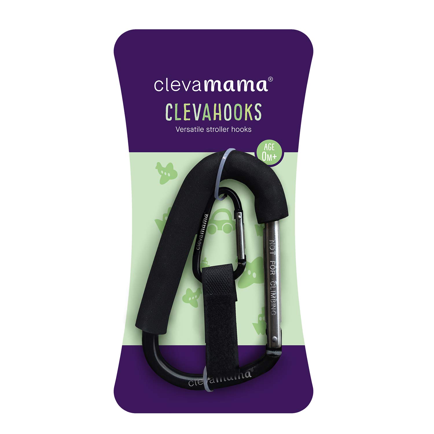 ClevaMama ClevaHooks Pack - Organizer Clip Multi Purpose Bags - Hook Stroller Organizer - Universal Fit Hooks for Pram, Stroller or Pushchair