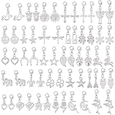 HOBBIESAY 60Pcs 30 Styles Clip on Charm Pendants 22.5-35.5mm Dangle Charms with Lobster Clasp Mixed Styles Craft Charm for Jewelry Making