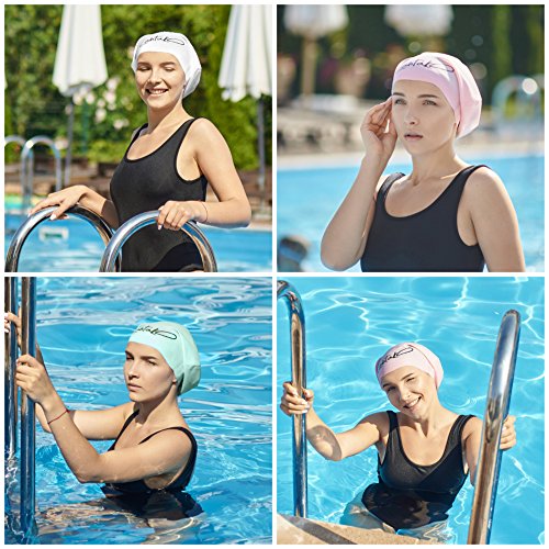 Long Hair Swim Cap - Swimming Caps for Women Men - Extra Large Swim Caps - Premium Waterproof Silicone Swim Cap - Dreadlocks - Suits Recreational Swimmers (White L)