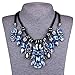 QIYUN.Z Chunky Black Rope Dangle Rhinestone Faceted Charms Flower Bib Choker Necklace