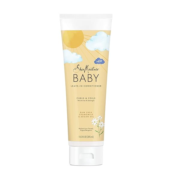 SHEAMOISTURE BABY LEAVE-IN CONDITIONER FOR CURLY HAIR RAW SHEA, CHAMOMILE AND ARGAN OIL MOISTURIZES AND HELPS DETANGLE DELICATE CURLS AND COILS 10.3 OZ