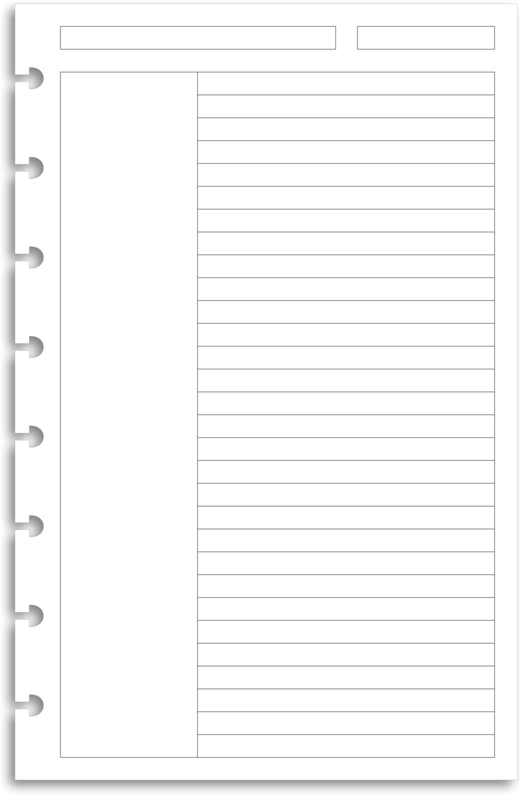 Eleven Discs Junior Margin Ruled Sheets, Premium Heavyweight Discbound Notebook Paper Refills Punched for Circa, Arc, TUL (50 Sheets)