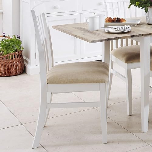 Florence Kitchen High back chair. White dining chair with cushion seat